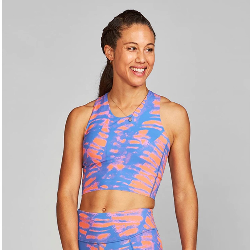 Janji Long Bra - NEW PRINT CYANOTYPE PAPAYA